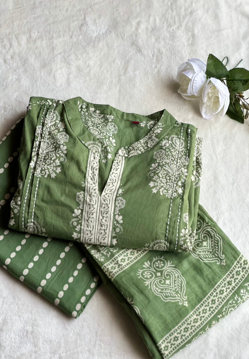 Pastel Green Cotton Feeding 3-Piece Set