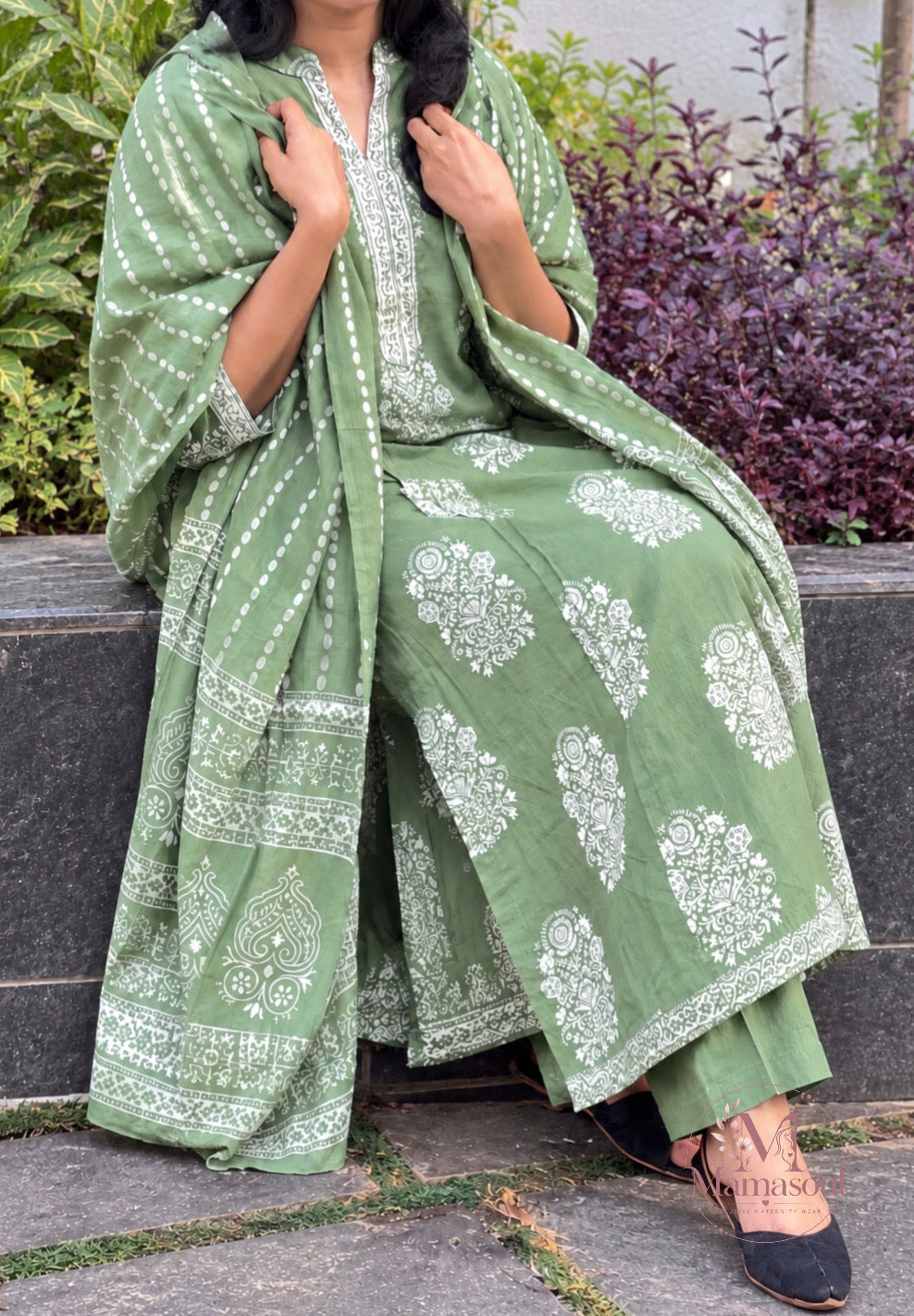 Pastel Green Cotton Feeding 3-Piece Set